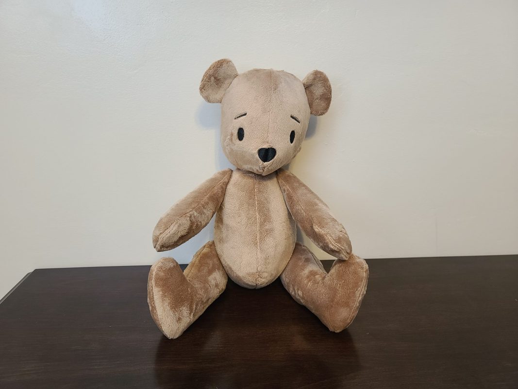 In-the-hoop embroidery teddy bear stitched by machine