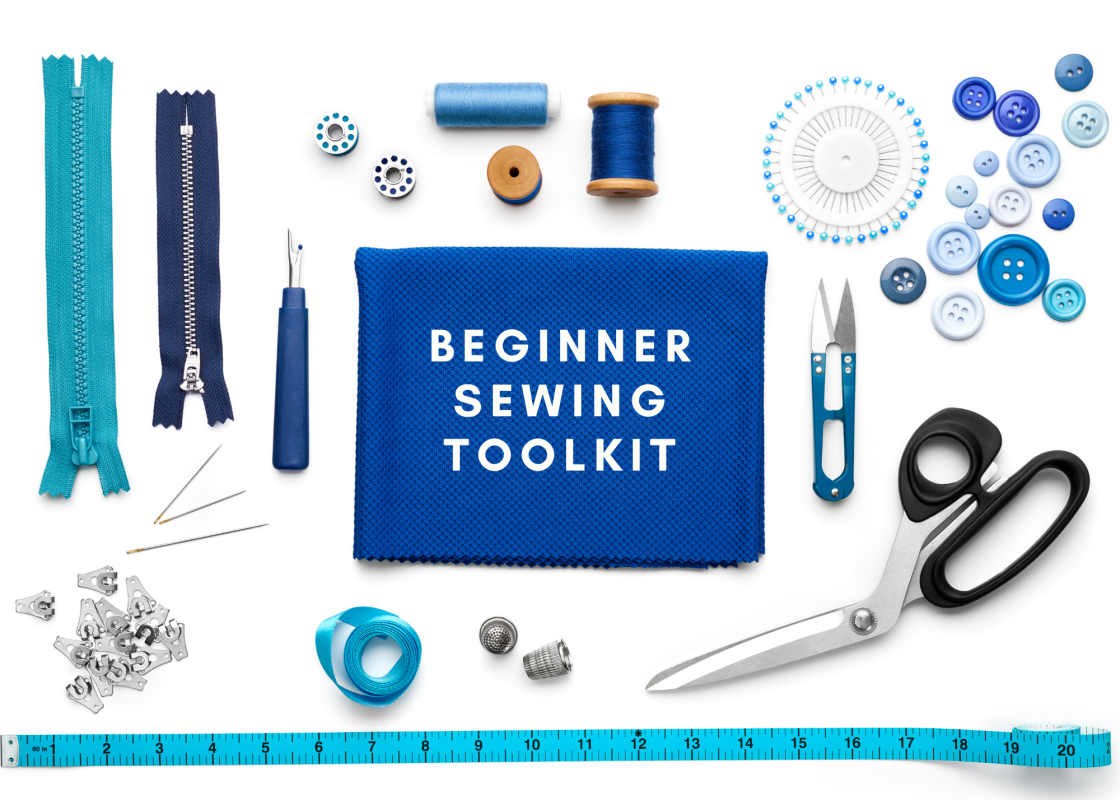 Beginner sewing kit with scissors and pins