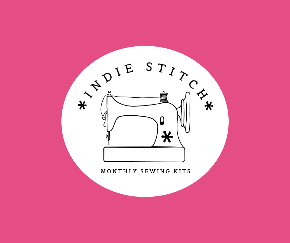 Unboxing IndieStitch sewing subscription box with fabrics, PDF pattern, and sewing notions