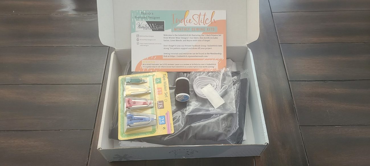 IndieStitch sewing subscription box opened