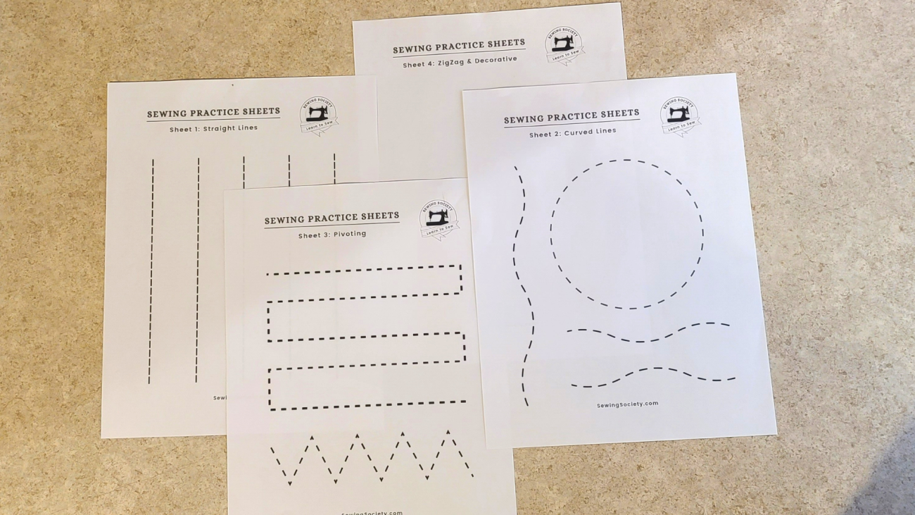 Printable sewing practice sheet straight lines